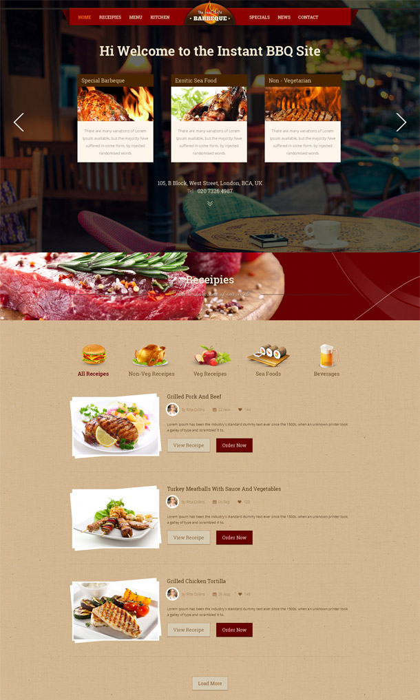 Food & Beverages One Page Template